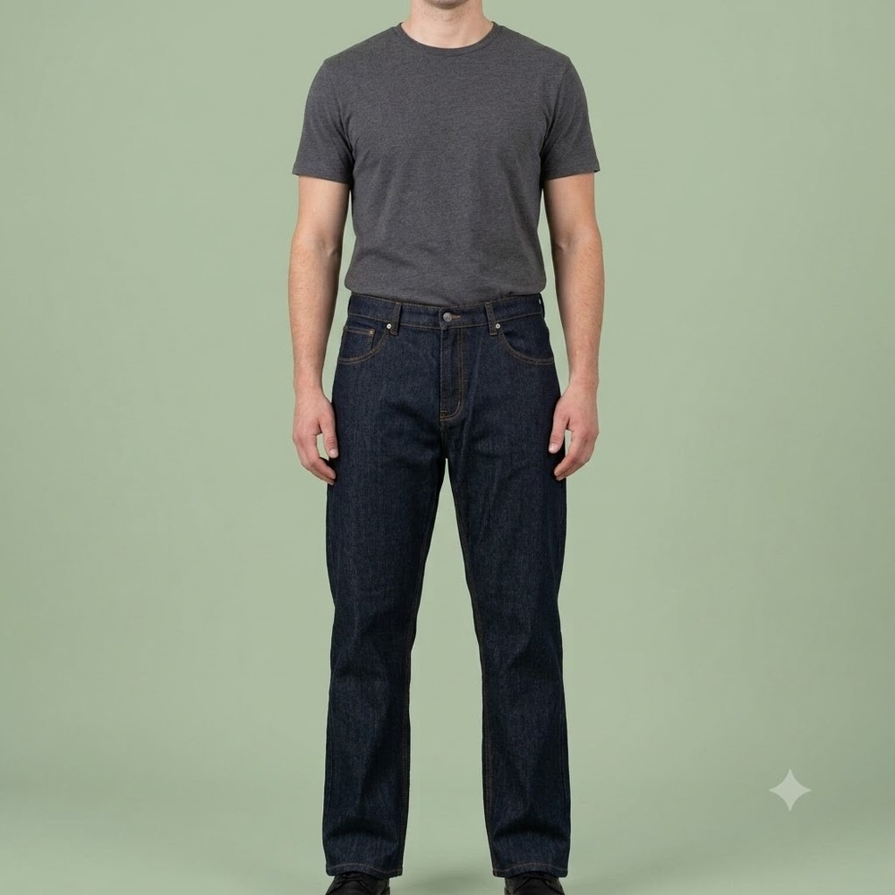 Linea‎ Uomo Relaxed Straight Fit Jeans Mens 42x30 Dark Wash Blue Stretch Denim